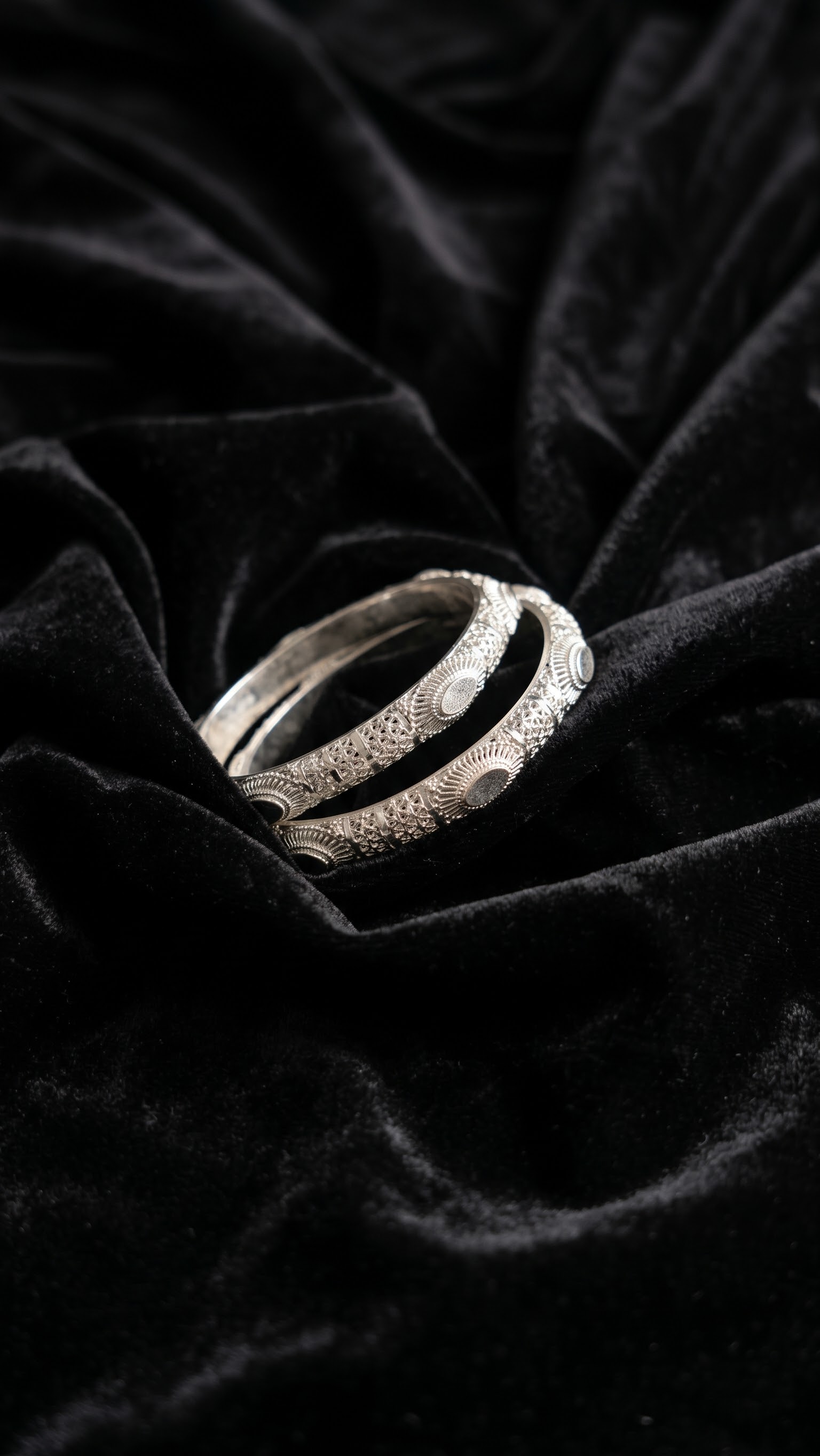 Traditional Silver Filigree Bangle Set for Women
